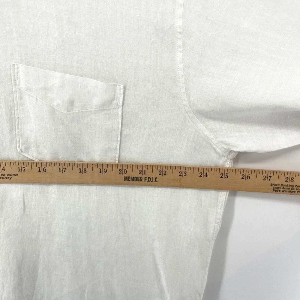 Vintage Banana Republic Shirt Mens L 100% Irish Linen Long Sleeve Button Up FLAW